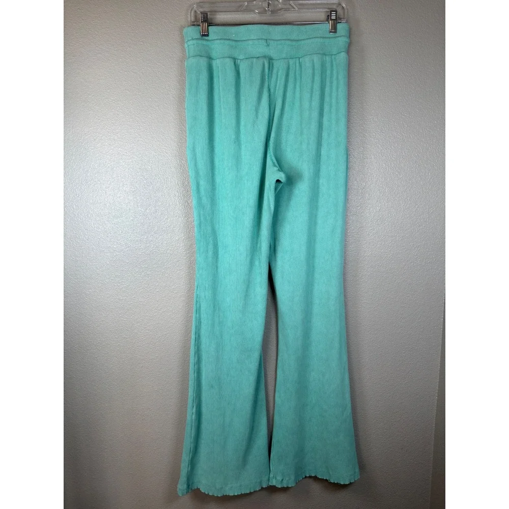 Limited‎ Too Girls XL Mint Green Ribbed Wide Leg Flare Lounge Pants Drawstring